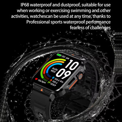 2024 New 1.95 Outdoor Military Man Smart Watch Men Bluetooth Call Smartwatch Men for Android IOS IP68 Waterproof Ftiness Watches