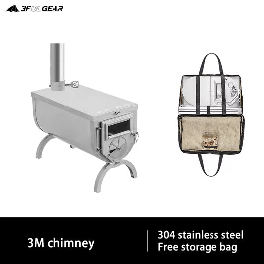3F UL GEAR Ultralight Titanium Alloy & 304 Stainless Wood Stove Multipurpose Camping Tent Heating Stove Outdoor Survival