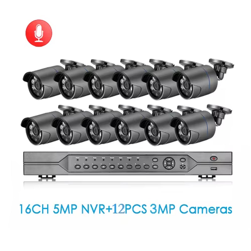 H.265 16CH POE NVR Kit 3MP CCTV Camera System 3MP Outdoor Waterproof Audio IP Camera POE Security Video Surveillance Set