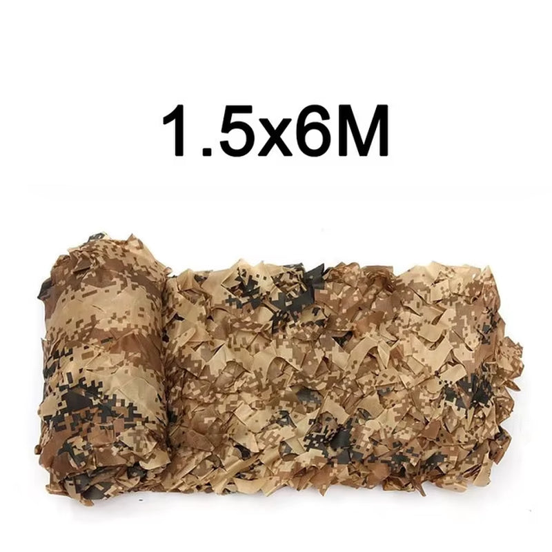 Camouflage Net 1.5M*2 3 4 5 6 7 8 9 10M Wide Camouflage Camo Netting Bulk Roll Decoration Sun Shade Party Camping Desert Jungle