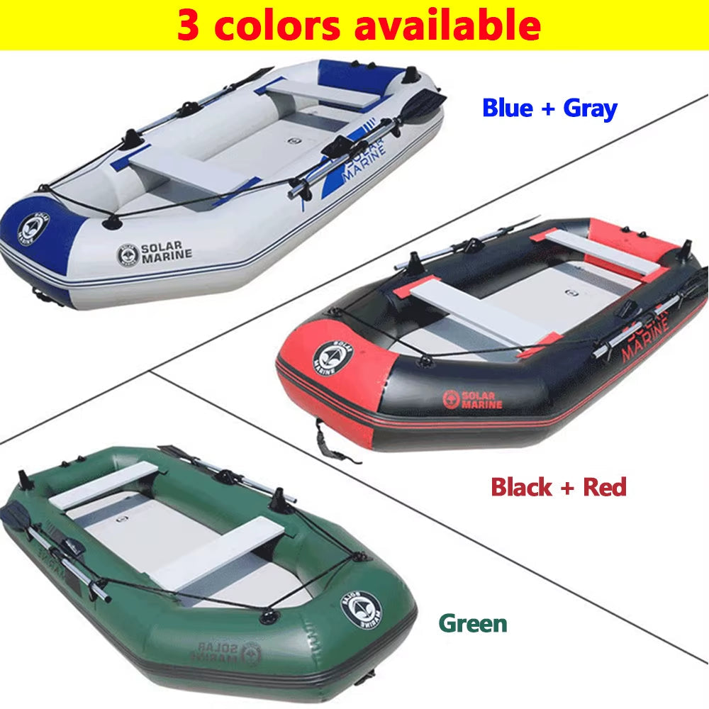 Solarmarine Inflatable Fishing Boat Rowing Kayak Canoe Hovercraft Dinghy Air Mat Bottom Outdoor Water Sport 3Person, 230 Cm