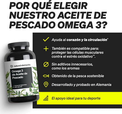 Omega 3 2000Mg Por Dosis Diaria – 365 Cápsulas De Omega-3 – Máxima Concentración De DHA 240Mg Y EPA 360Mg – Probada En Laboratorio Y Fabricada En Alemania