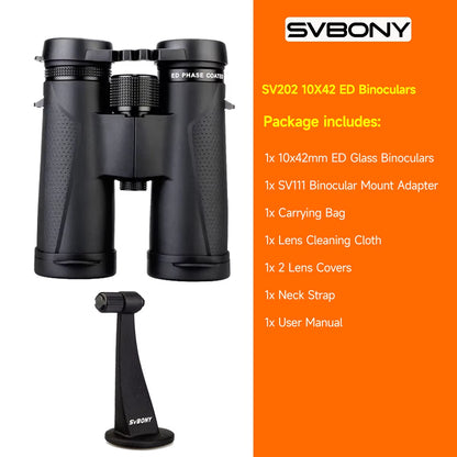 SV202 ED Long Range Binoculars 8X32/8X42/10X42,Ipx7 Waterproof FMC Bak4,Bird Watching,Stargazing,Camping,Travel,Astronomy