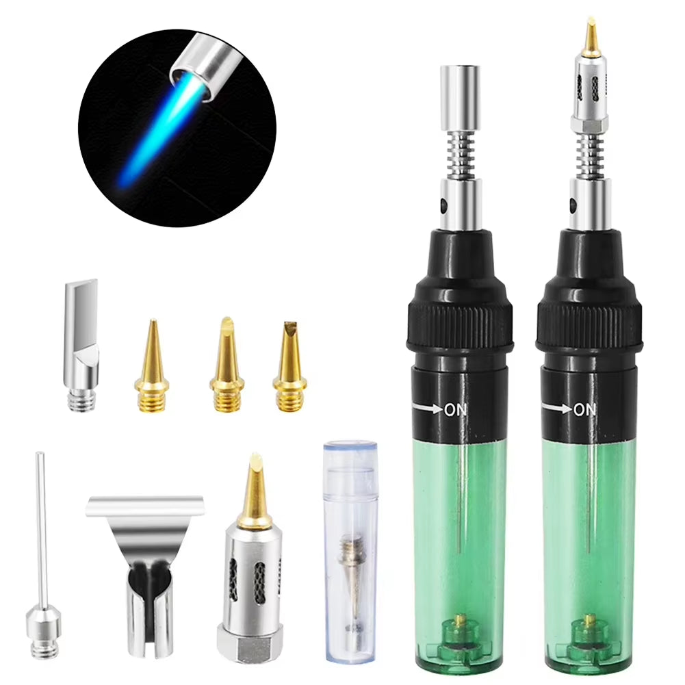 New 4 in 1 Portable Gas Soldering Iron Cordless Butane Gas Welding Gun Welding Pen 1300℃ Burner Mini Butane Welder Tip Tools