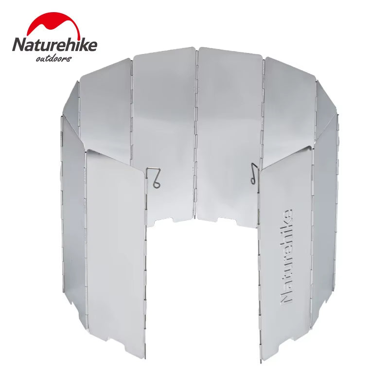 Camping stove windscreen, 8 plates, foldable, aluminum alloy, lightweight, portable.