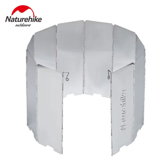 Camping stove windscreen, 8 plates, foldable, aluminum alloy, lightweight, portable.