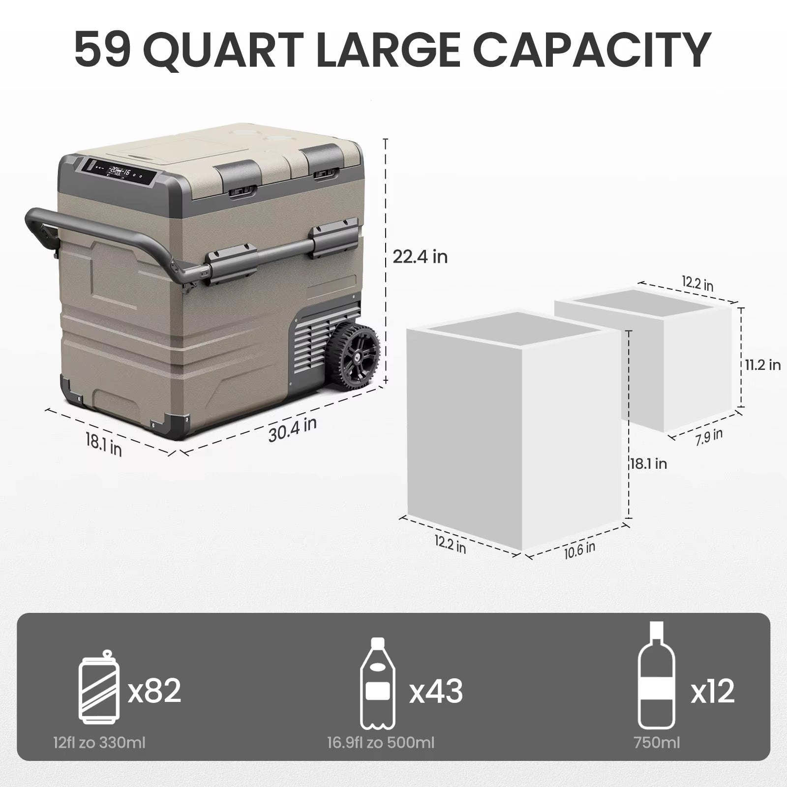 TAW35/45/55L Portable Freezer Fridge, 12 Volt Car Refrigerator, Outdoor Car Refrigerator -12/24V DC and 100-240V AC