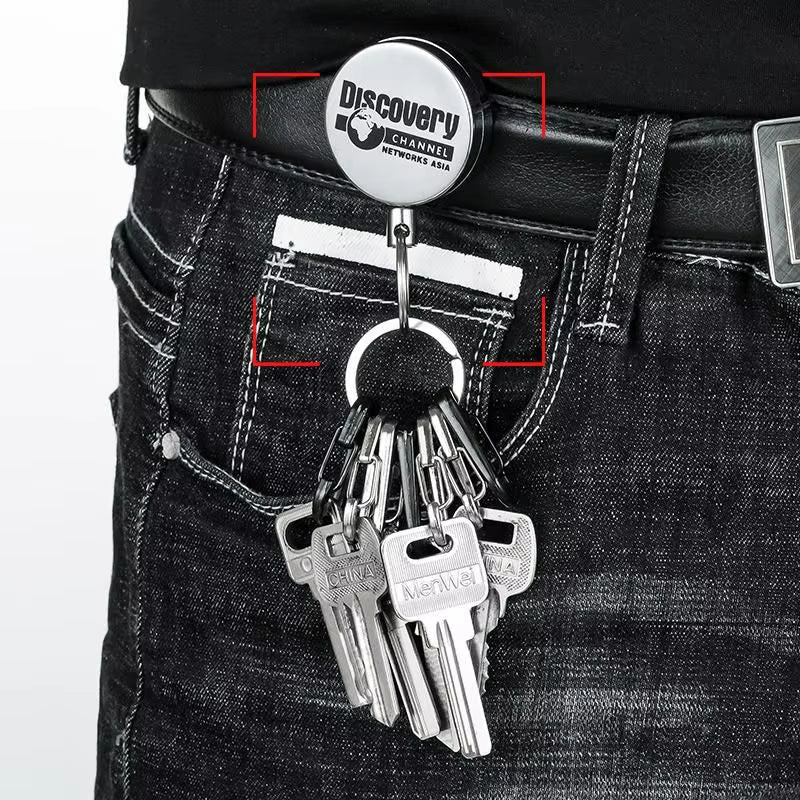 Anti-Theft Telescopic Keychain Retractable Hook Keychain Telescopic Burglar Chain Key Holder Tactical Key Ring Accessories 60Cm