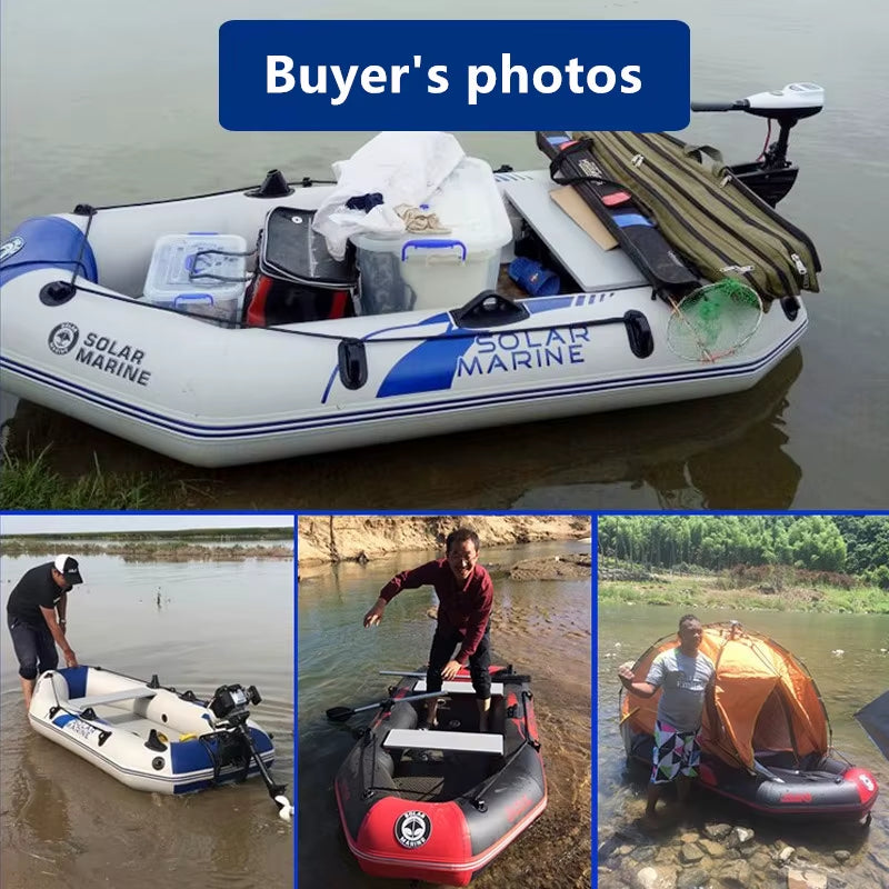 Solarmarine Inflatable Fishing Boat Rowing Kayak Canoe Hovercraft Dinghy Air Mat Bottom Outdoor Water Sport 3Person, 230 Cm