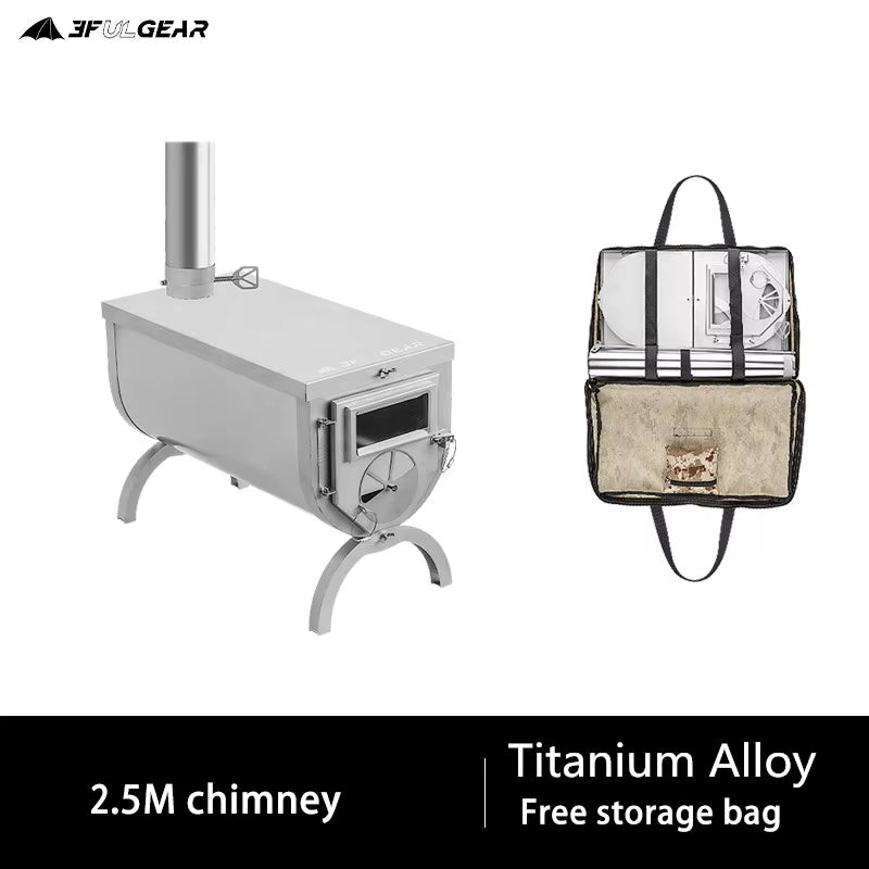 3F UL GEAR Ultralight Titanium Alloy & 304 Stainless Wood Stove Multipurpose Camping Tent Heating Stove Outdoor Survival