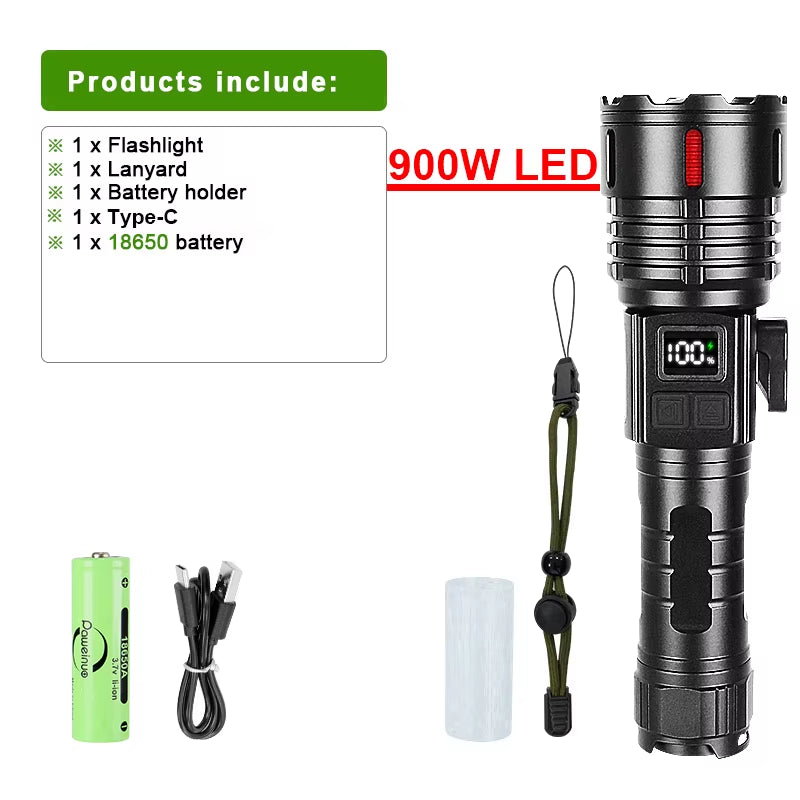Super 800W High Power Rechargeable Led Flashlight Lighting 3000M Ultra Powerful Flashlights Magnetic Tactical Torch Hand Lantern
