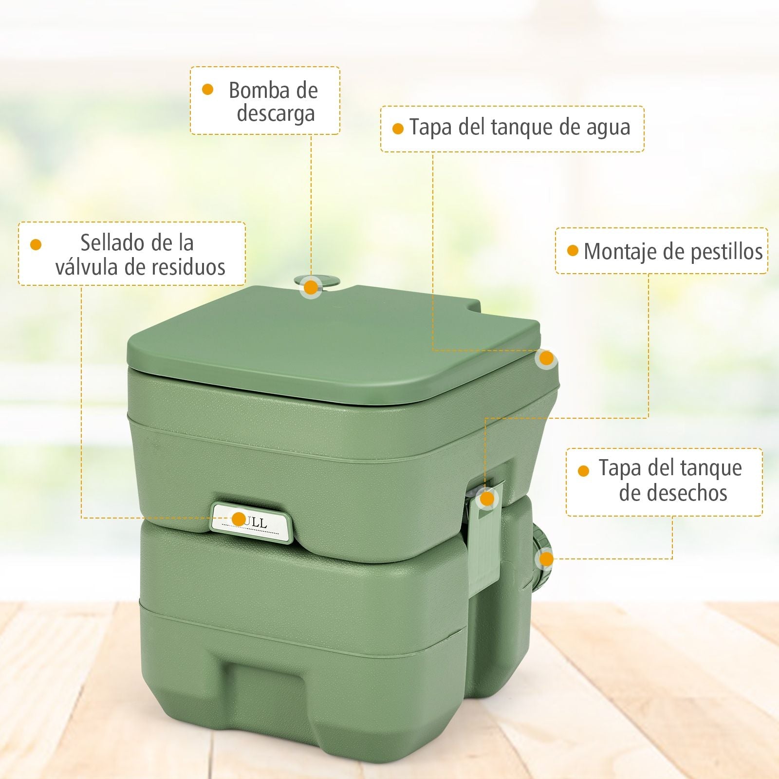 Inodoro Portátil Váter Móvil Con Depósito De Residuos De 20 L Asiento Cómodo Para Viaje Camping Excursiones Verde 42 X 36 X 43 Cm