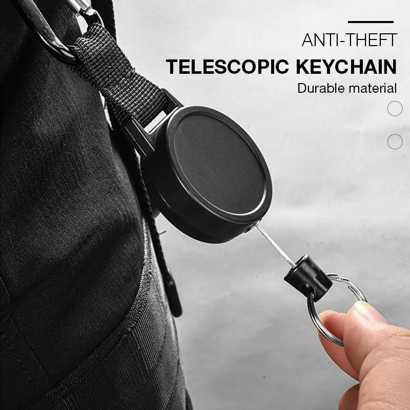 Anti-Theft Telescopic Keychain Retractable Hook Keychain Telescopic Burglar Chain Key Holder Tactical Key Ring Accessories 60Cm
