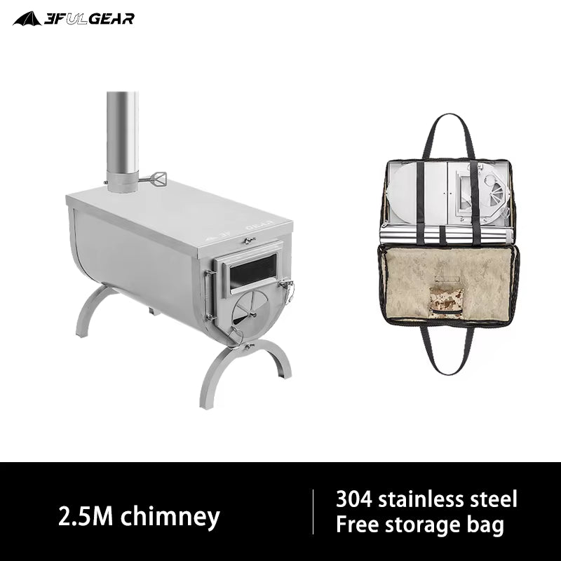 3F UL GEAR Ultralight Titanium Alloy & 304 Stainless Wood Stove Multipurpose Camping Tent Heating Stove Outdoor Survival