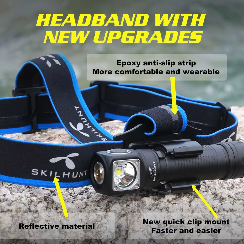 H04 H04R H04F RC 1200 Lumen Customized UI USB Magnetic Rechargeable LED Flashlight Hunting Camping + Headband