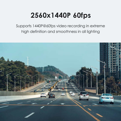 2K car dash cam with 2560x1440P 60fps video recording, high definition imaging, and smooth performance in all lighting conditions.